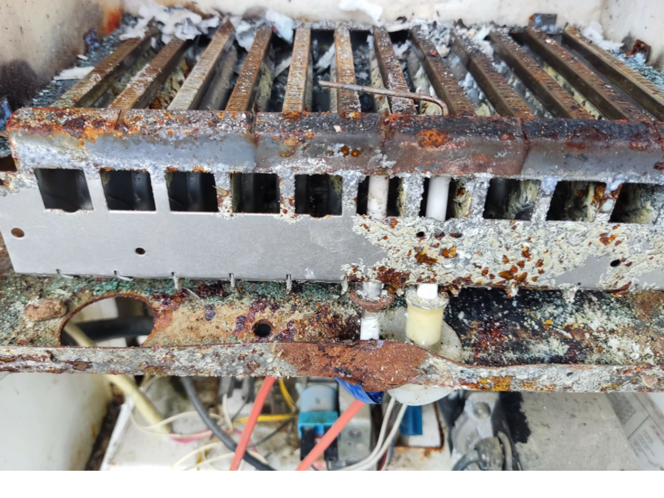 عدم سرویس به موقع و بی توجهی به نشتی آب ، باعث پوسیده شدن برنر پکیج شده و جدا از هزینه دستمزد هزینه قطعات  رو برای مشتری به همراه داشته...